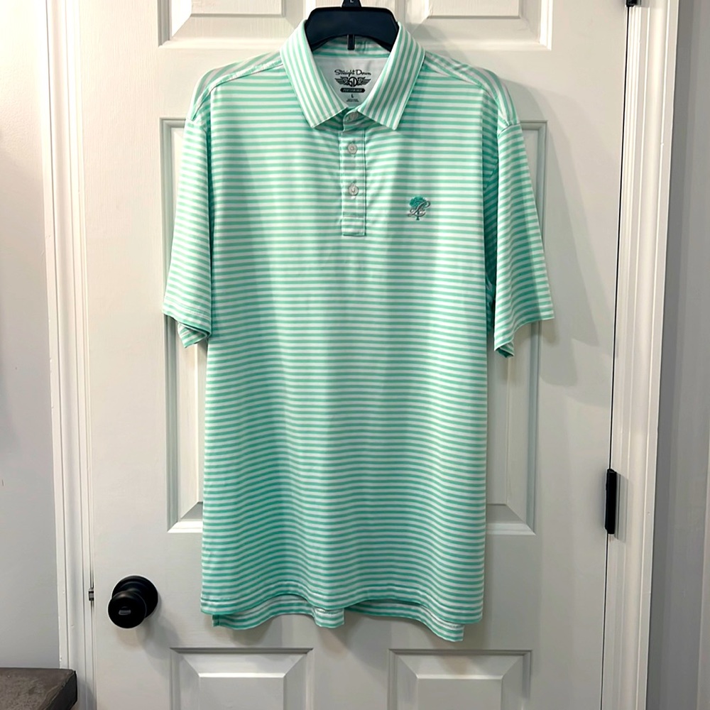 Straight Down Performance Large Striped Golf Polo. - image 1